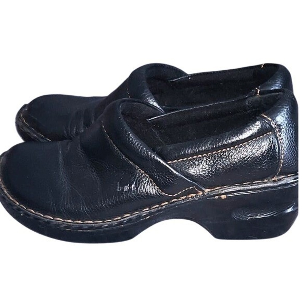 b.o.c Black Leather Clogs Comfort Slip On Shoes‎ Casual Womens Size 7.5